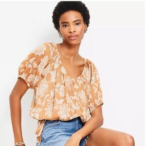 Loft Floral Side Tie Bubble Top